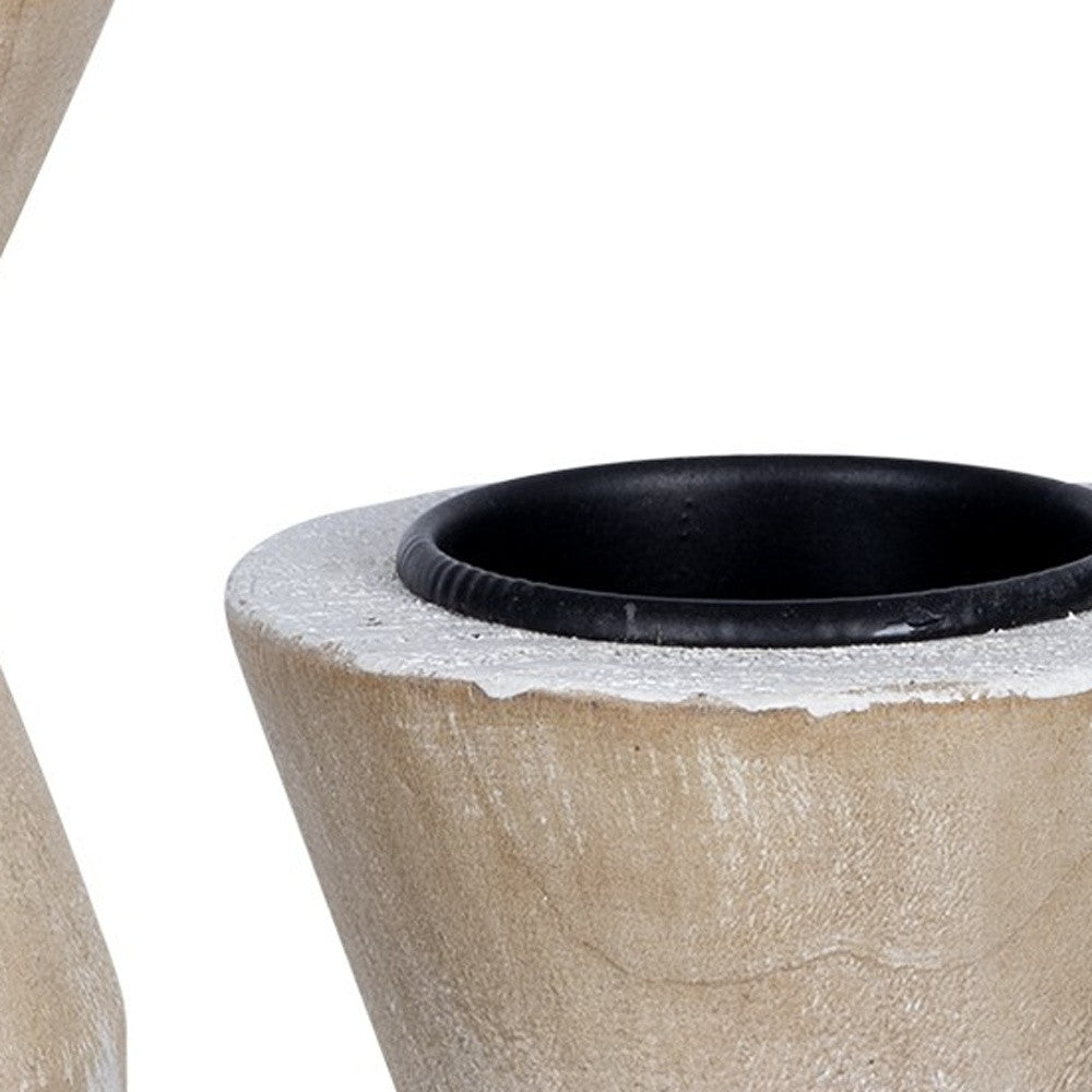 Set Of Three Distressed White Candle Holders