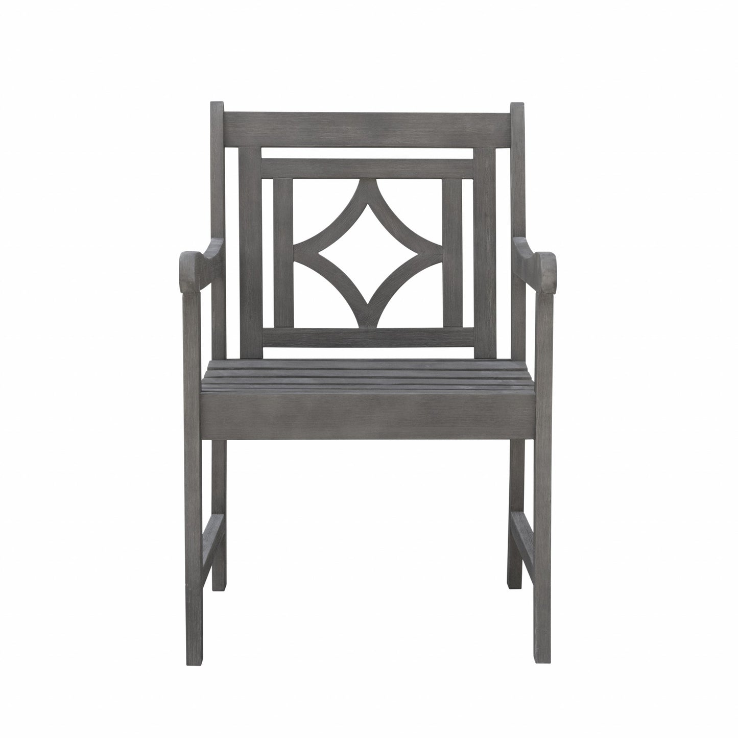 Distressed Dining Armchair With Decorative Back