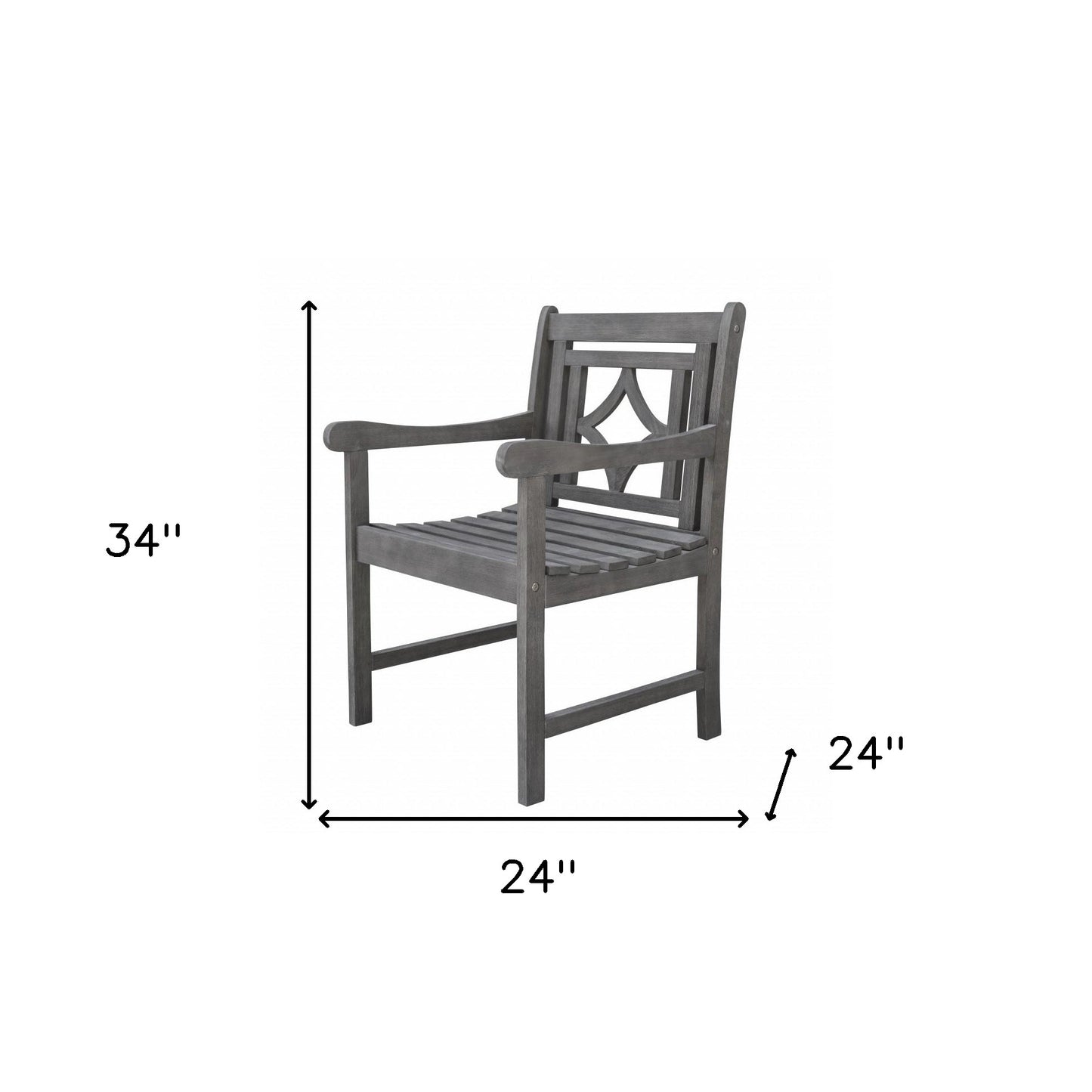Distressed Dining Armchair With Decorative Back