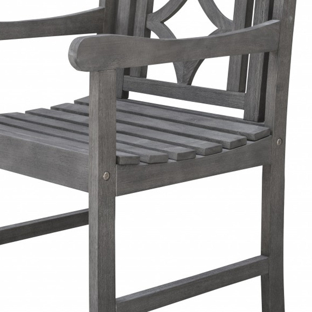 Distressed Dining Armchair With Decorative Back