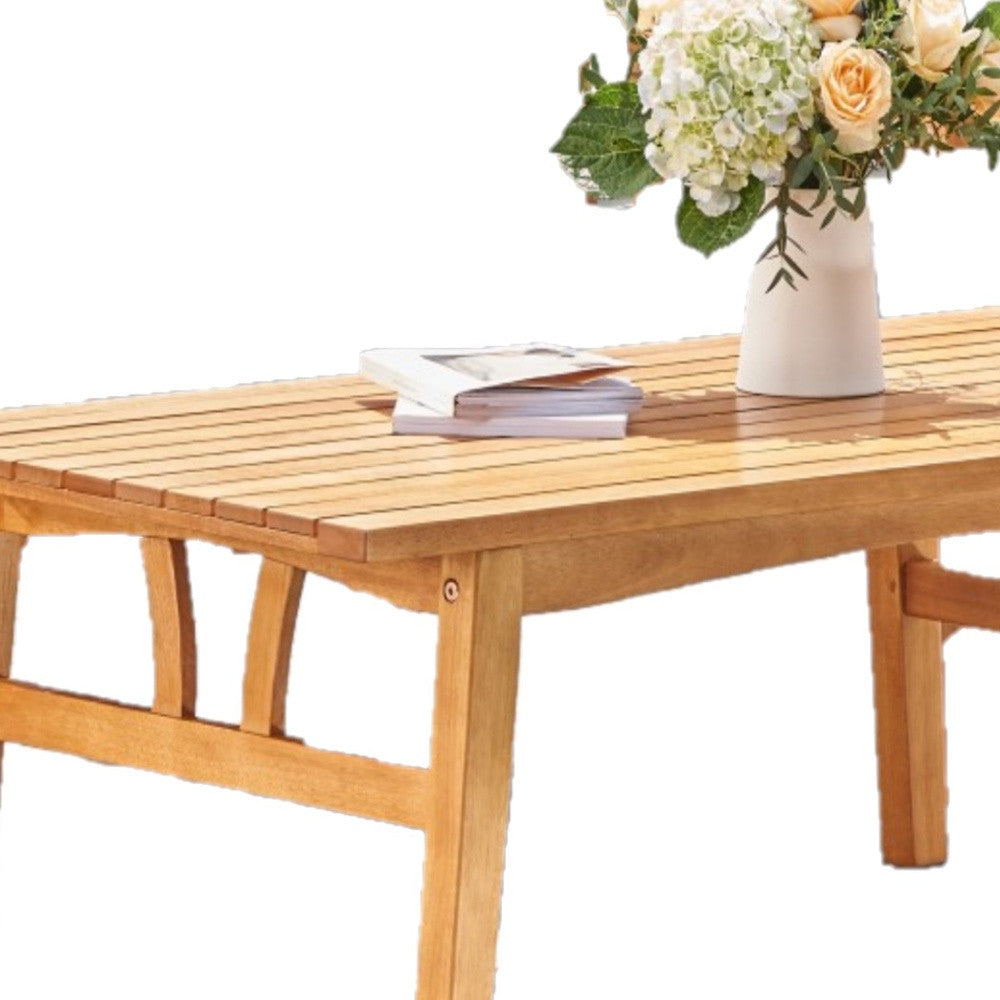 Natural Wood Outdoor Rectangular Coffee Table
