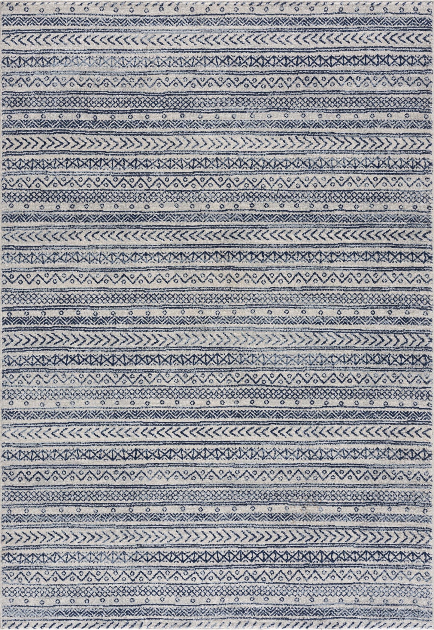 5’ X 8’ Navy Blue Decorative Stripes Area Rug