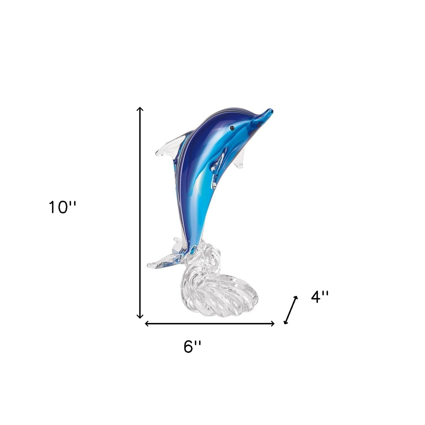 Murano Style Art Glass Dolphin Riding A Wave Sculpture