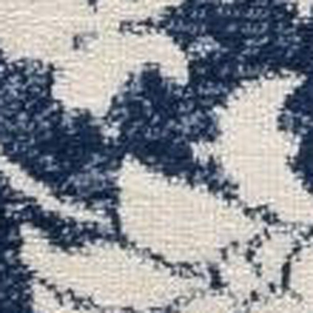 5’ X 8’ Navy Blue Distressed Floral Area Rug