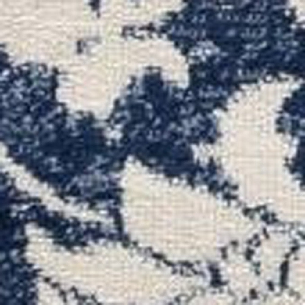 5’ X 8’ Navy Blue Distressed Floral Area Rug