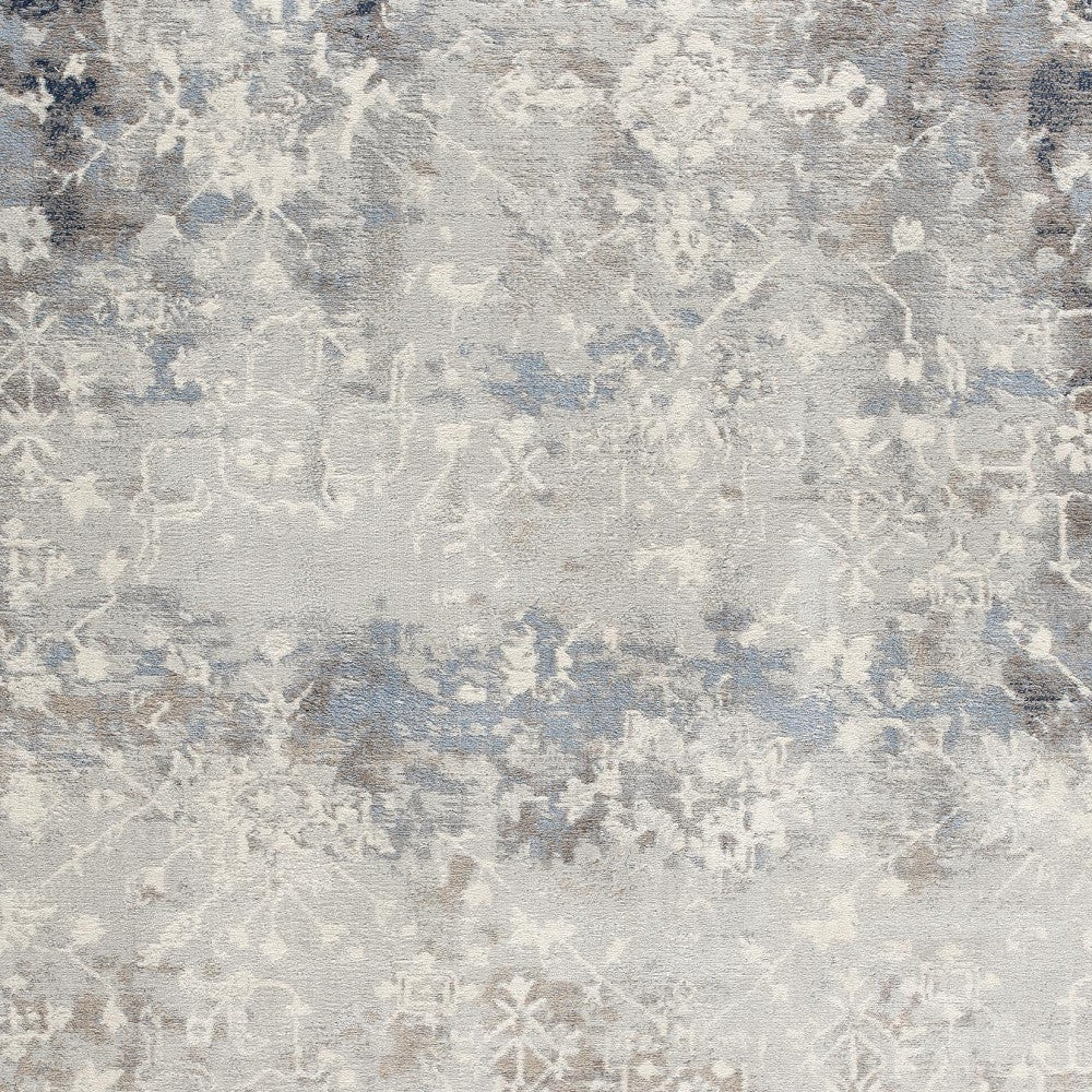 4’ X 6’ Navy And Beige Distressed Vines Area Rug