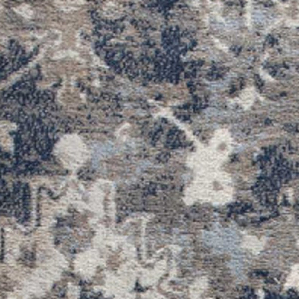 4’ X 6’ Navy And Beige Distressed Vines Area Rug