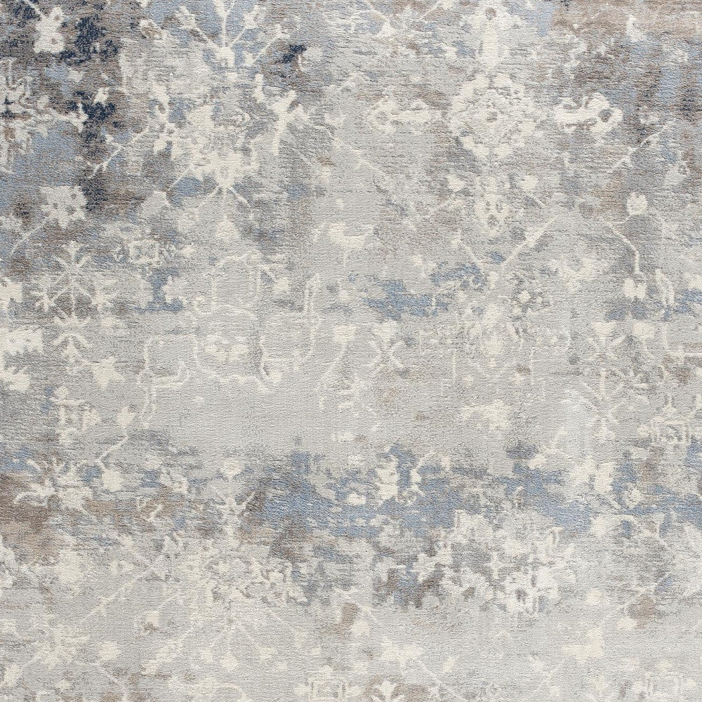4’ X 6’ Navy And Beige Distressed Vines Area Rug