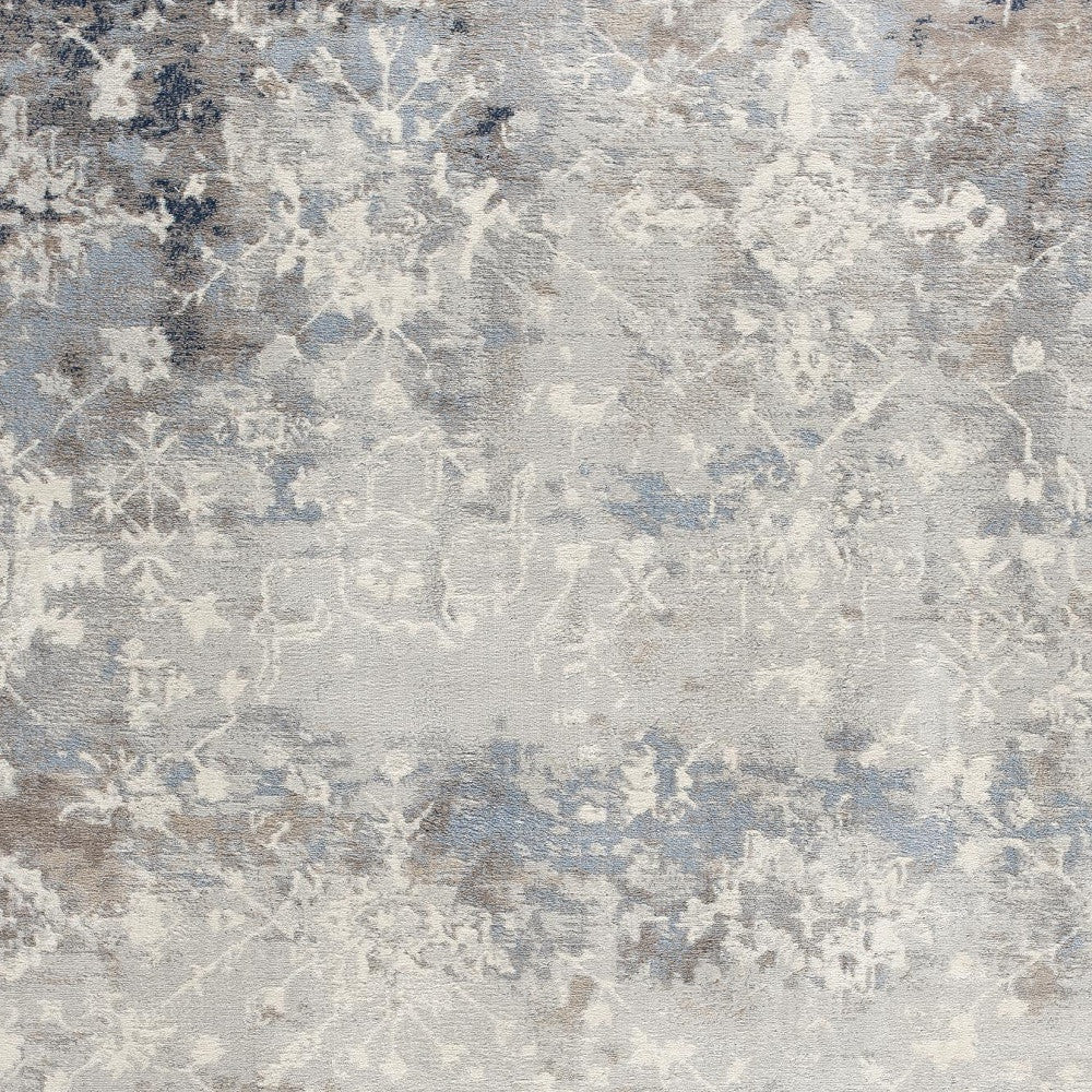 4’ X 6’ Navy And Beige Distressed Vines Area Rug