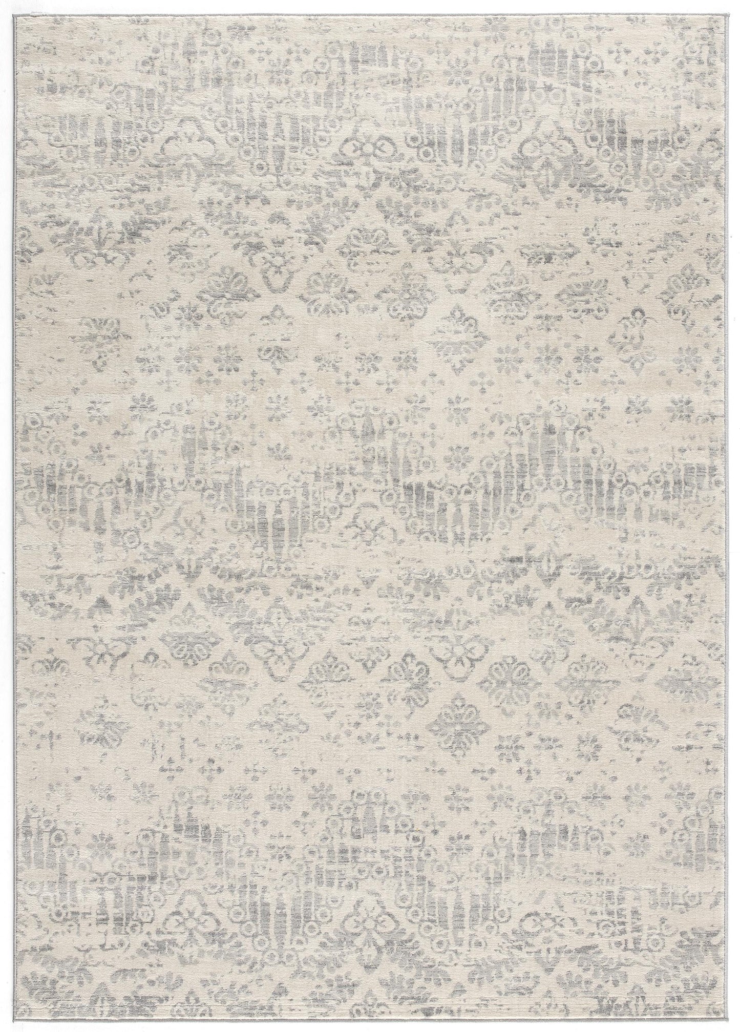 2’ X 10’ Ivory Distressed Ikat Pattern Runner Rug