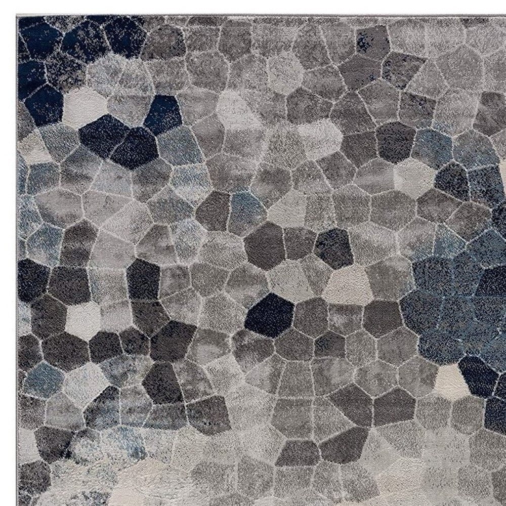 8’ X 11’ Navy Blue Cobblestone Pattern Area Rug