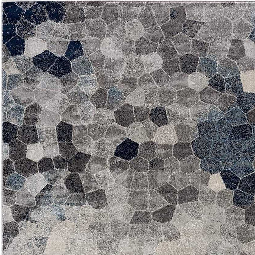 8’ X 11’ Navy Blue Cobblestone Pattern Area Rug