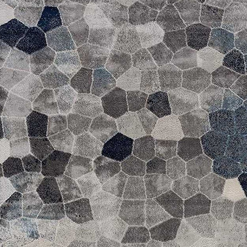 8’ X 11’ Navy Blue Cobblestone Pattern Area Rug
