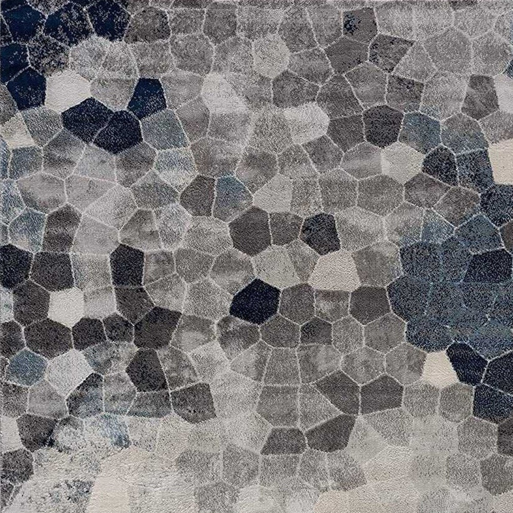 8’ X 11’ Navy Blue Cobblestone Pattern Area Rug