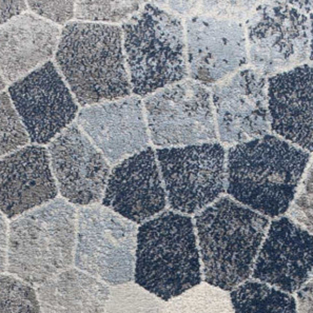 8’ X 11’ Navy Blue Cobblestone Pattern Area Rug