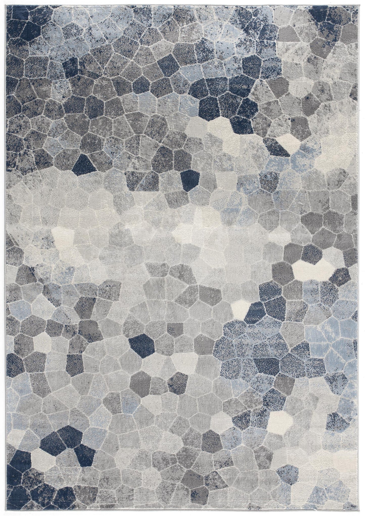 8’ X 11’ Navy Blue Cobblestone Pattern Area Rug