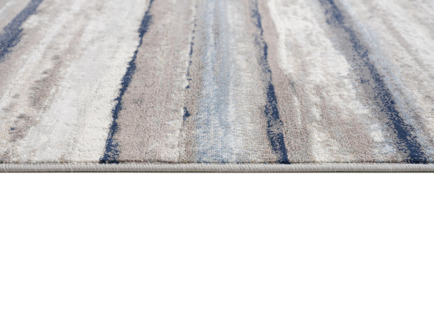 2’ X 6’ Blue And Beige Distressed Stripes Area Rug