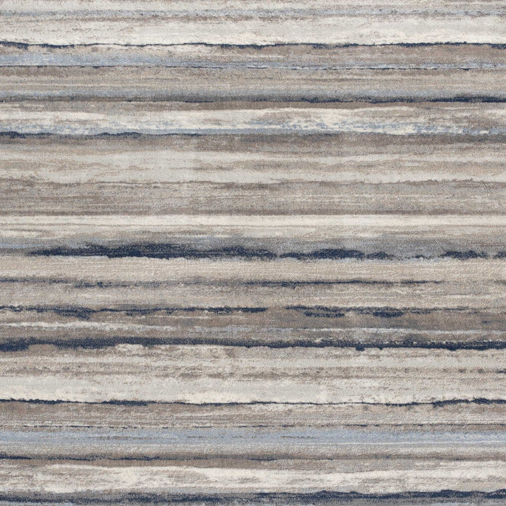 2’ X 6’ Blue And Beige Distressed Stripes Area Rug