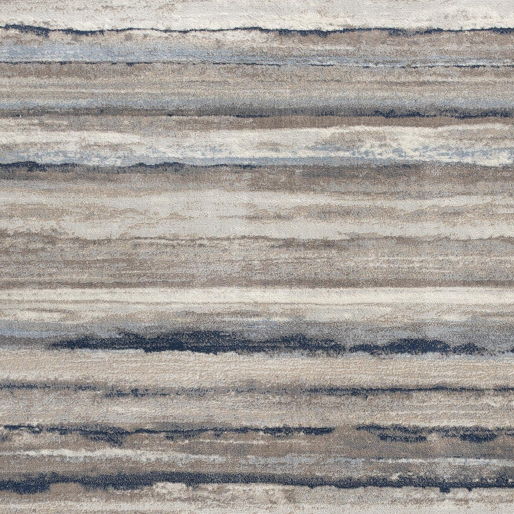 2’ X 6’ Blue And Beige Distressed Stripes Area Rug