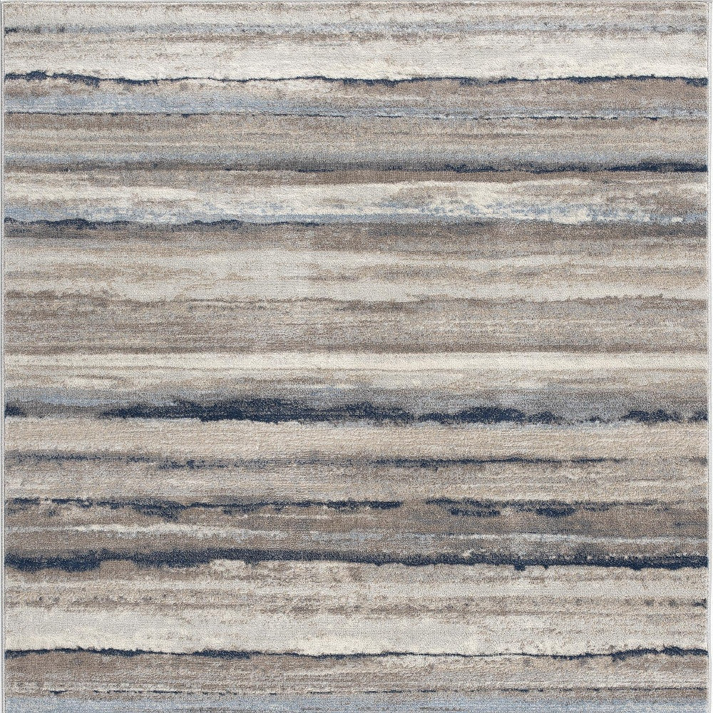 2’ X 6’ Blue And Beige Distressed Stripes Area Rug