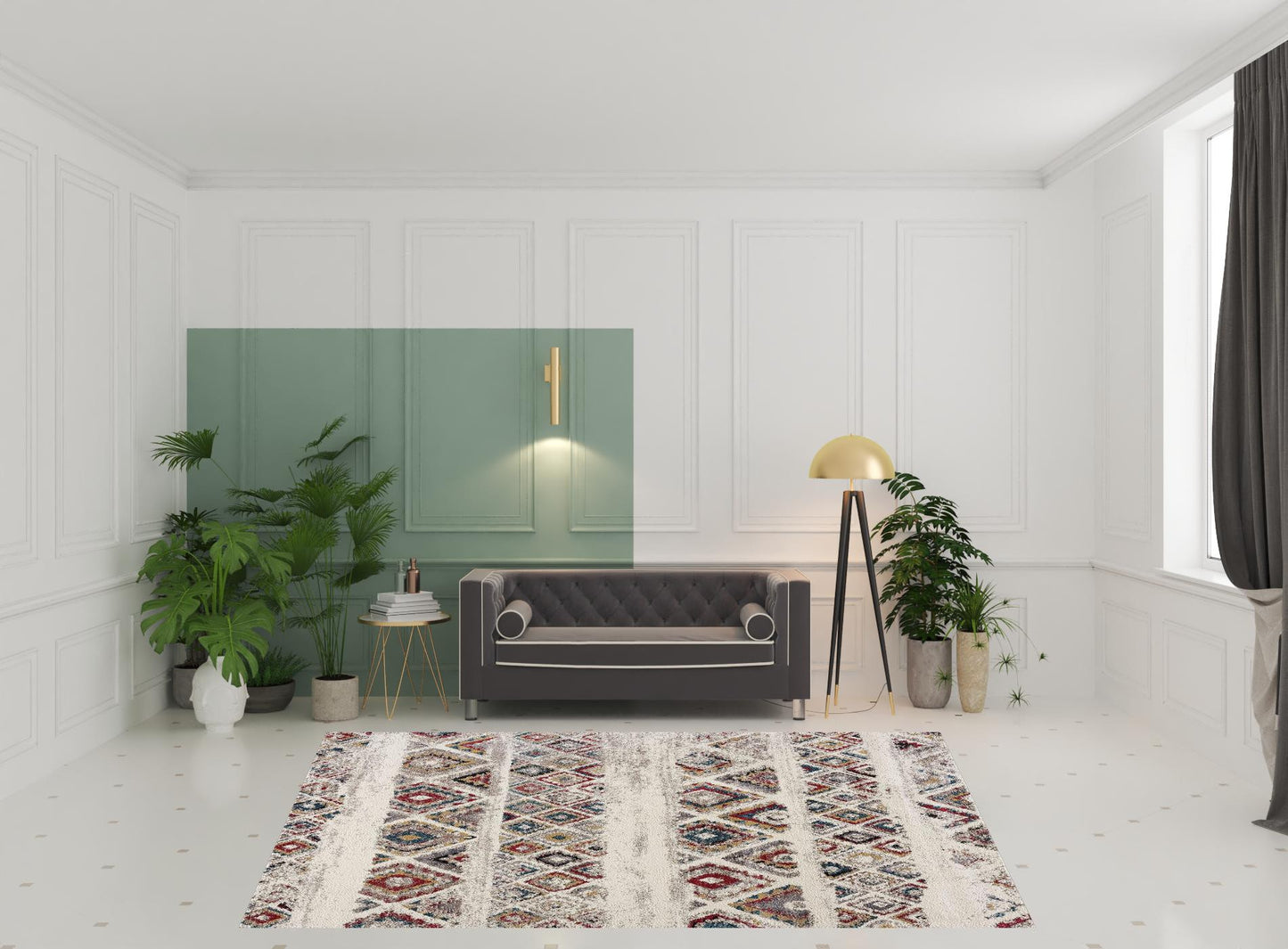 8' X 11' Cream Southwestern Area Rug