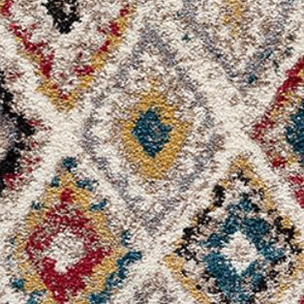 8' X 11' Cream Southwestern Area Rug