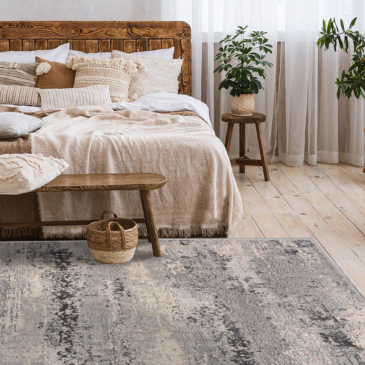 4’ X 6’ Gray Modern Abstract Area Rug