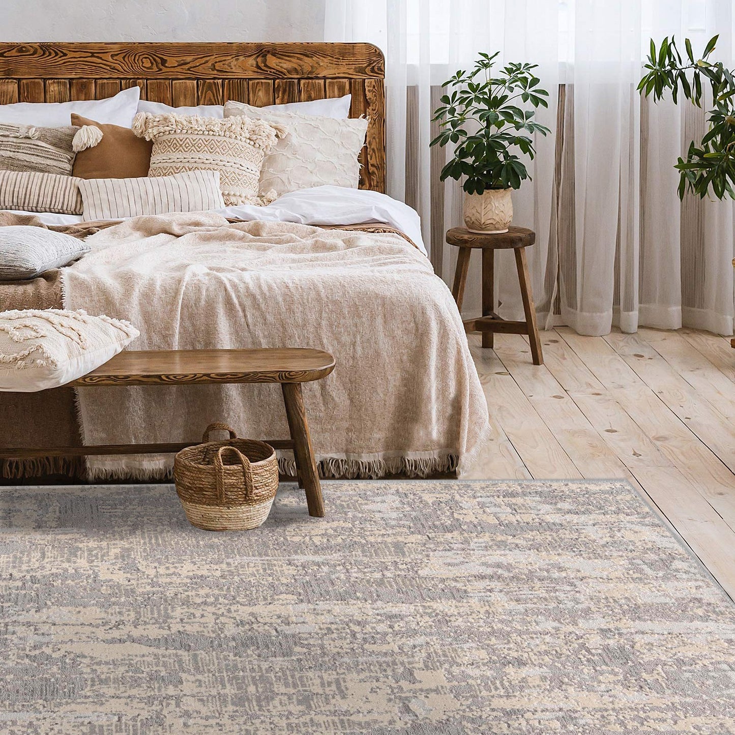 5' X 8' Grey Abstract Area Rug