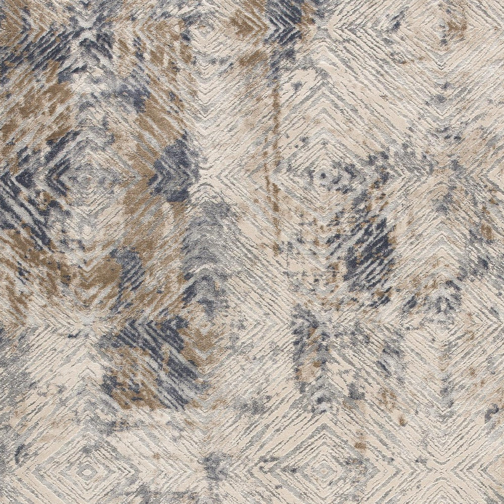 5’ X 8’ Ivory And Beige Abstract Diamonds Area Rug