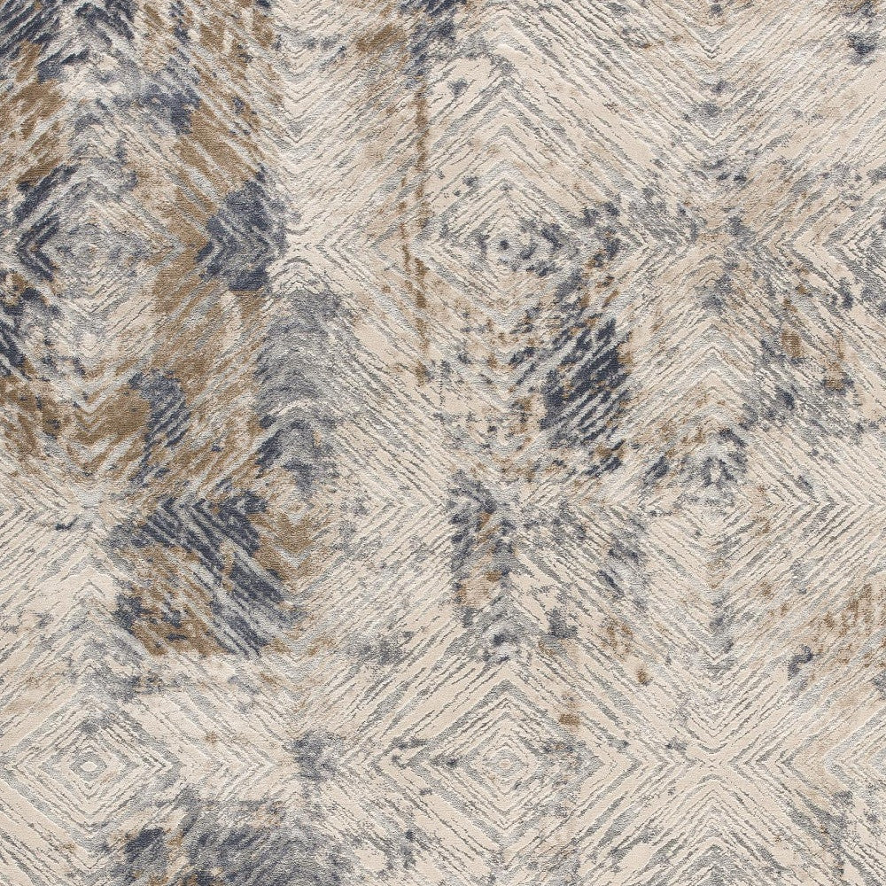 5’ X 8’ Ivory And Beige Abstract Diamonds Area Rug