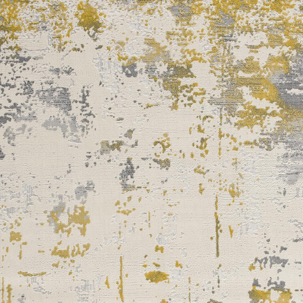 6' X 9' Gold Abstract Dhurrie Area Rug