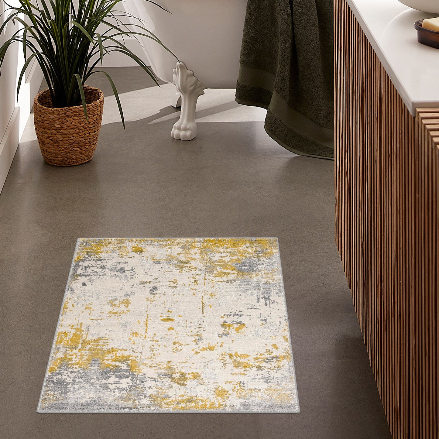 6' X 9' Gold Abstract Dhurrie Area Rug