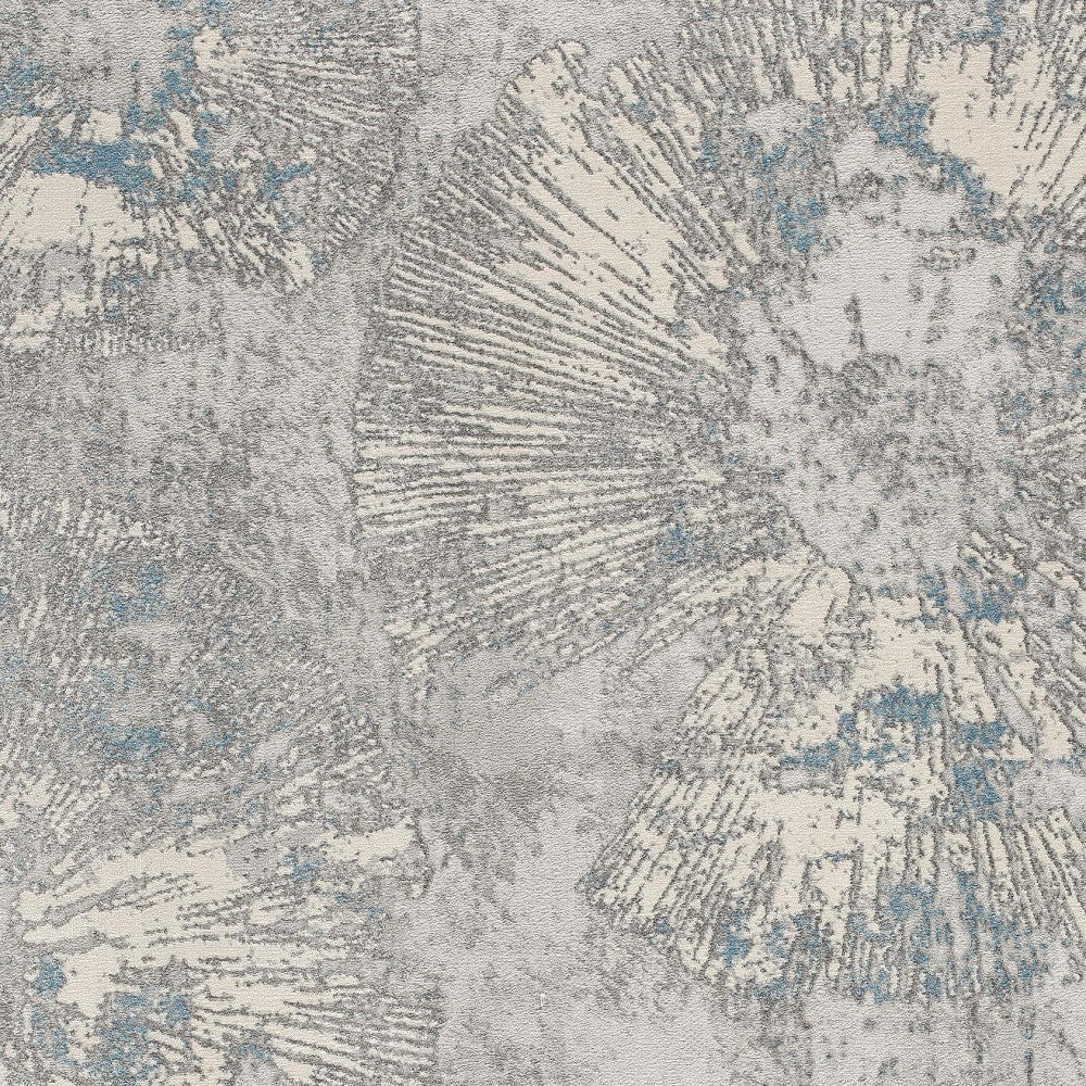 5’ X 8’ Blue Abstract Circular Motifs Area Rug