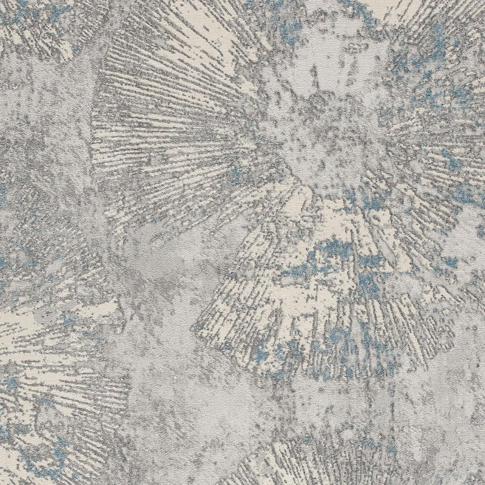 5’ X 8’ Blue Abstract Circular Motifs Area Rug