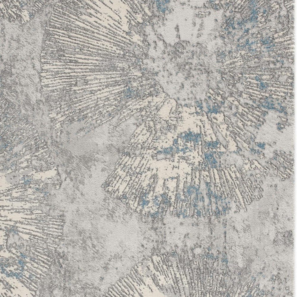 5’ X 8’ Blue Abstract Circular Motifs Area Rug