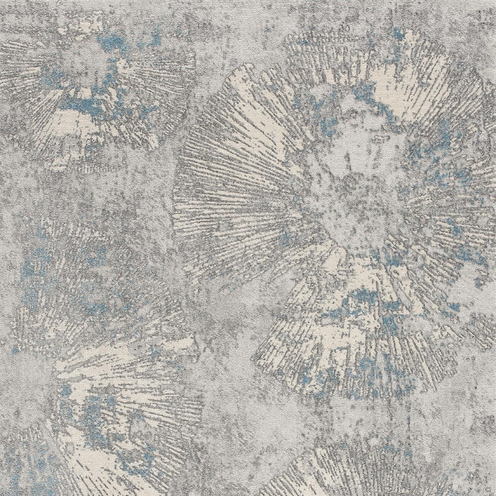 5’ X 8’ Blue Abstract Circular Motifs Area Rug