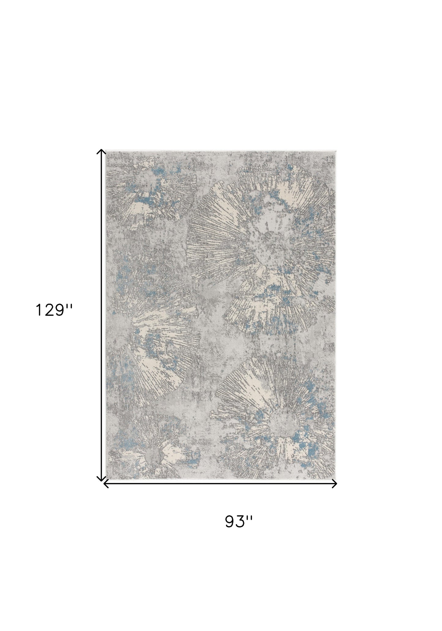 5’ X 8’ Blue Abstract Circular Motifs Area Rug