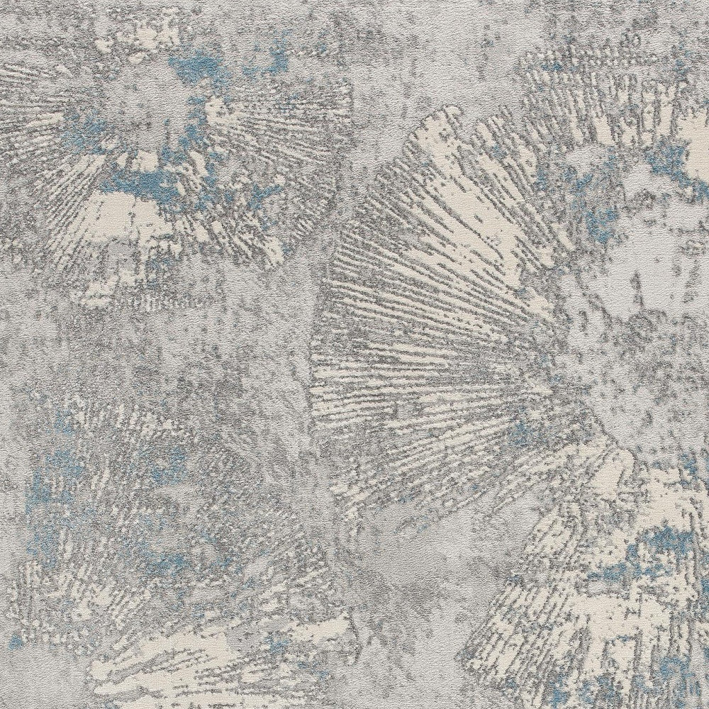 5’ X 8’ Blue Abstract Circular Motifs Area Rug