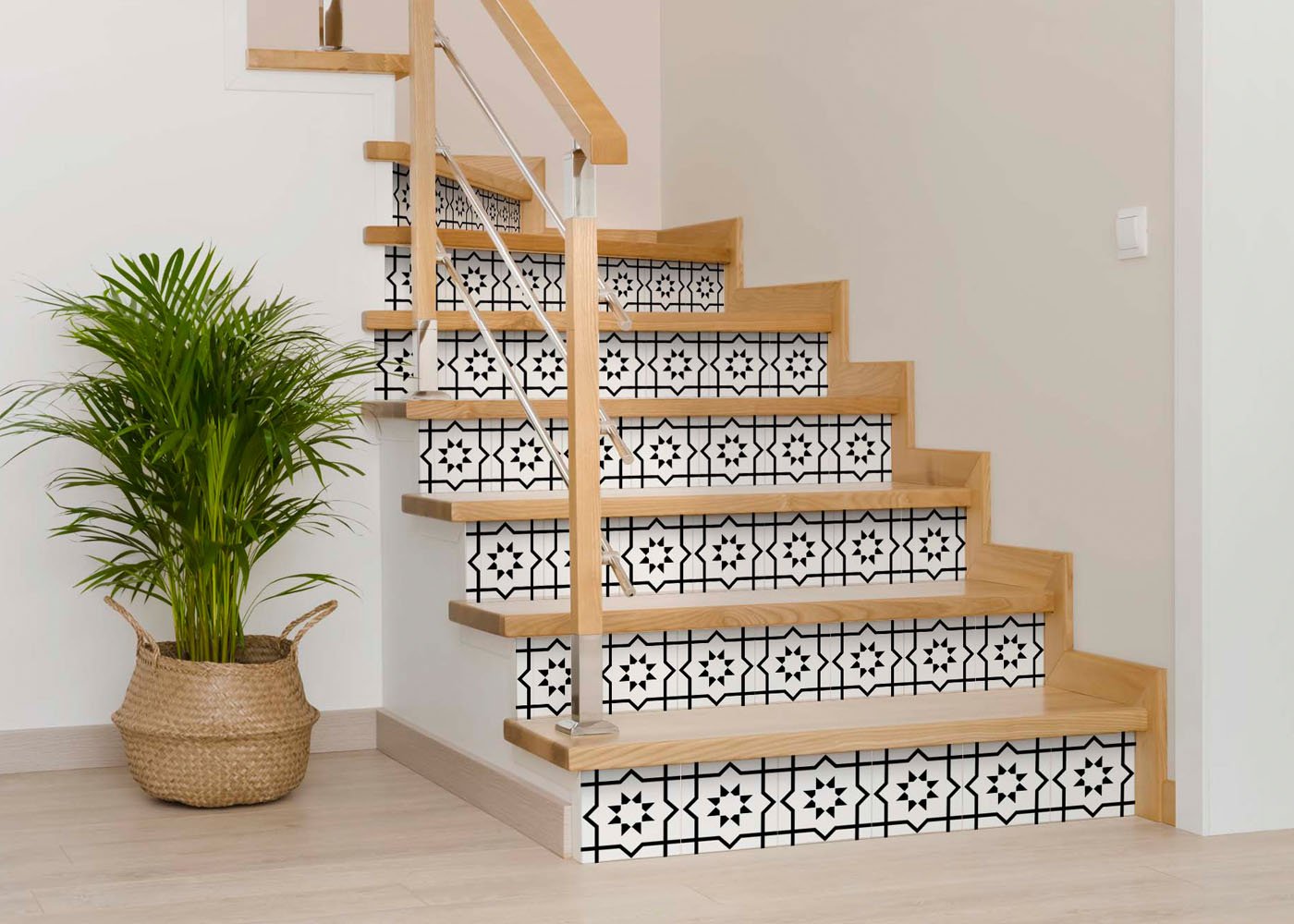 4" X 4" White And Black Sun Peel And Stick Removable Tiles