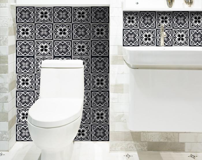6" X 6" Black White And Gray Baz Peel And Stick Removable Tiles