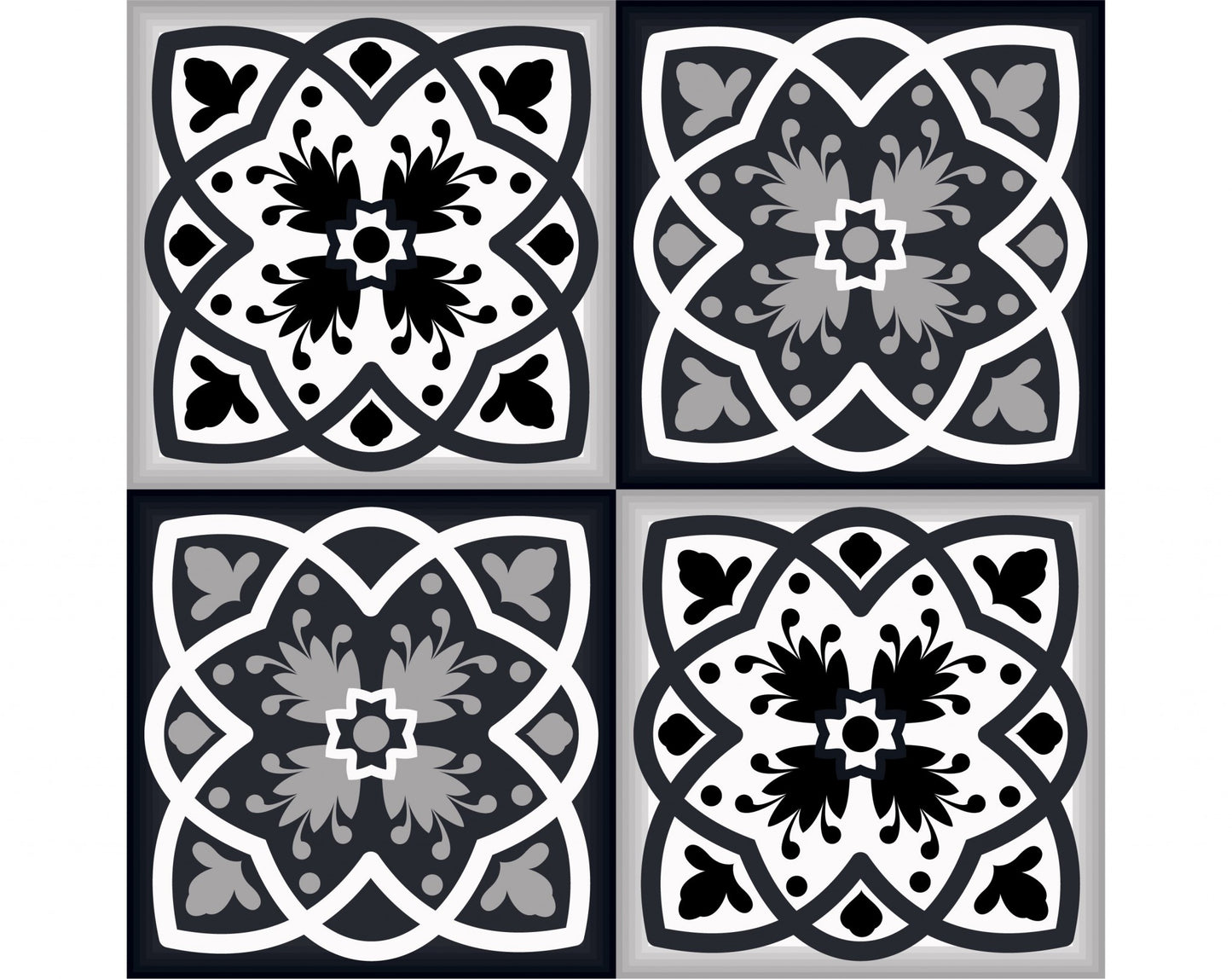 6" X 6" Black White And Gray Baz Peel And Stick Removable Tiles