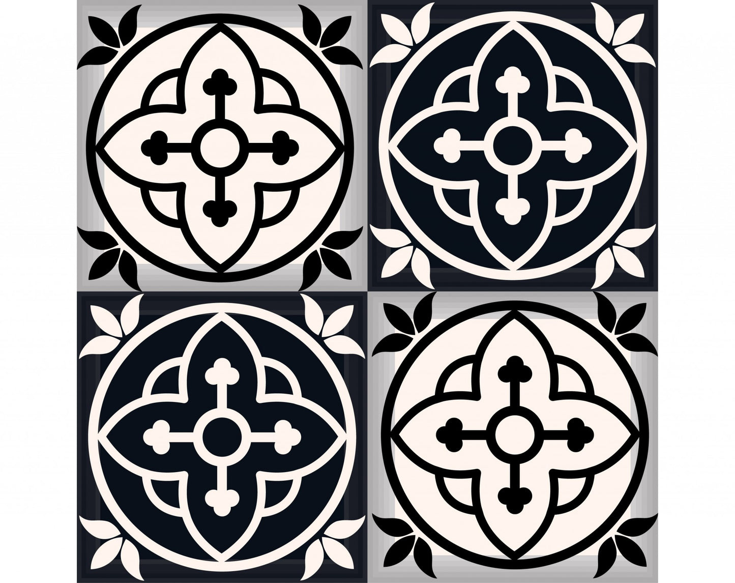 4" X 4" Black And White Rory Peel And Stick Removable Tiles
