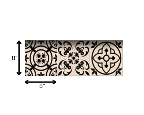 8" X 8" Cream And Black Mosaic Peel And Stick Removable Tiles