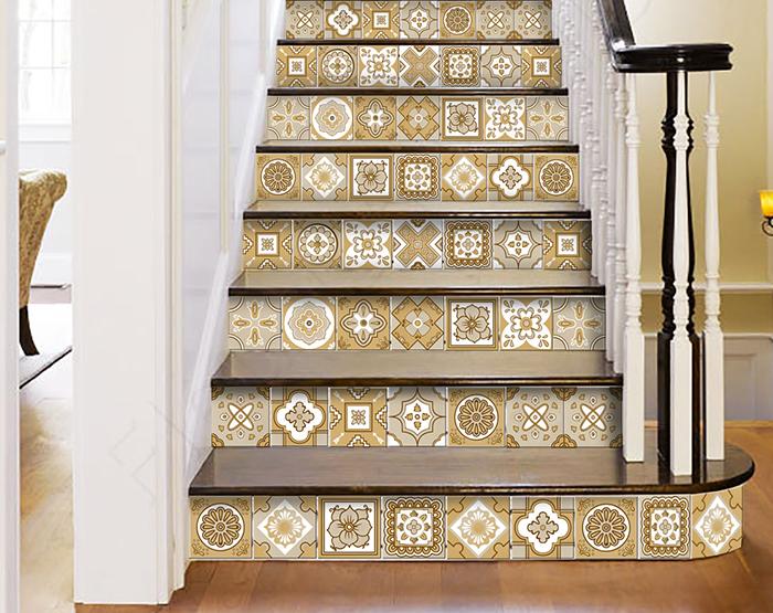 4" X 4" Vintage Brown And White Peel And Stick Removable Tiles
