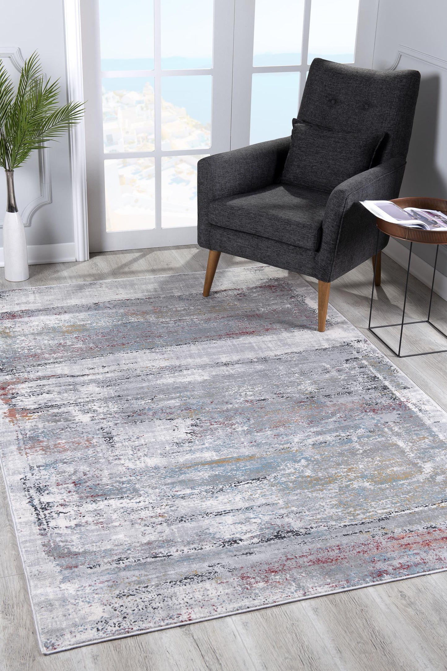3’ x 10’ Cream and Blue Traditional Runner Rug