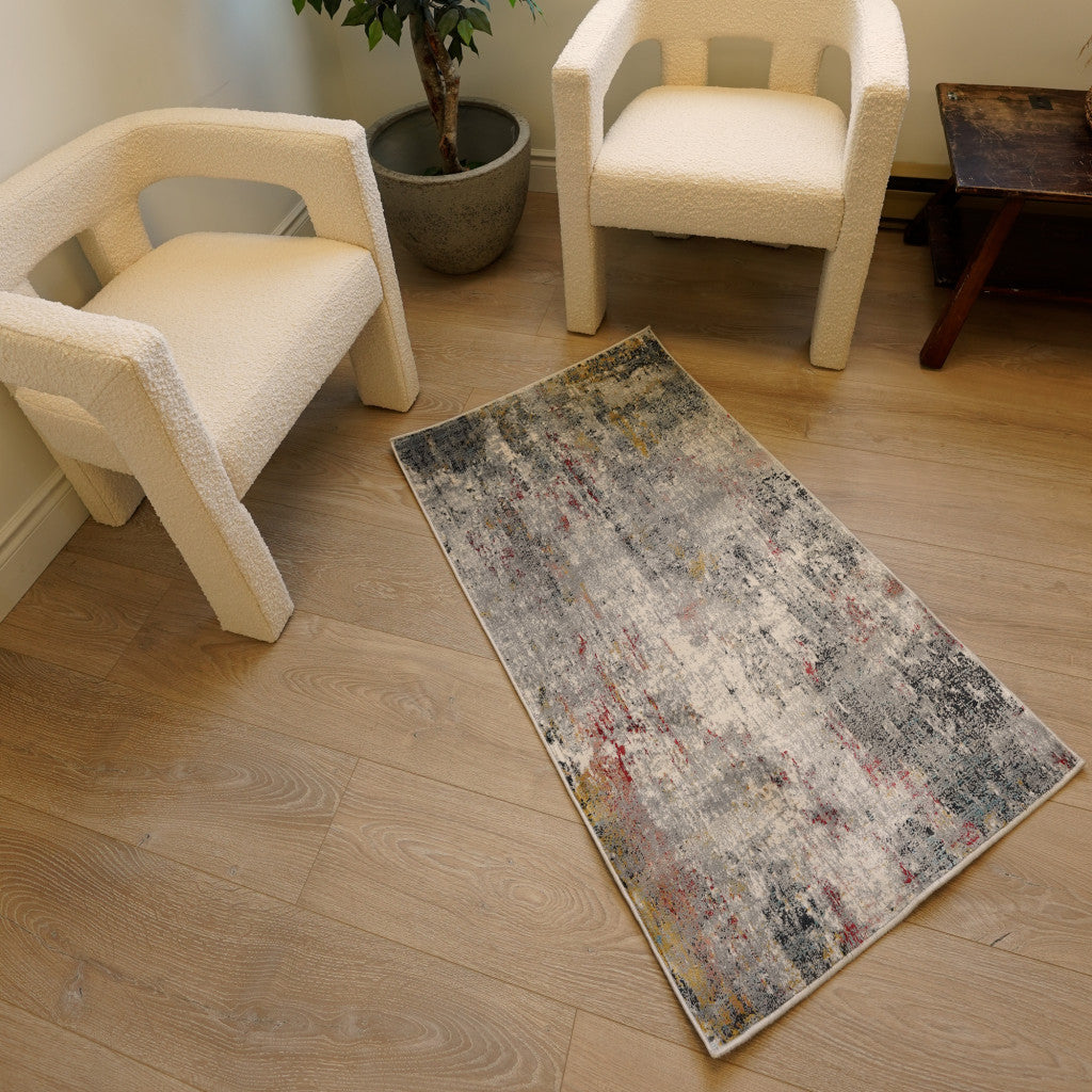 5’ X 8’ Gray And Ivory Abstract Area Rug