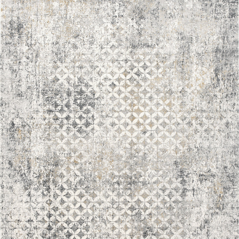 8' X 10' Gray Abstract Dhurrie Area Rug