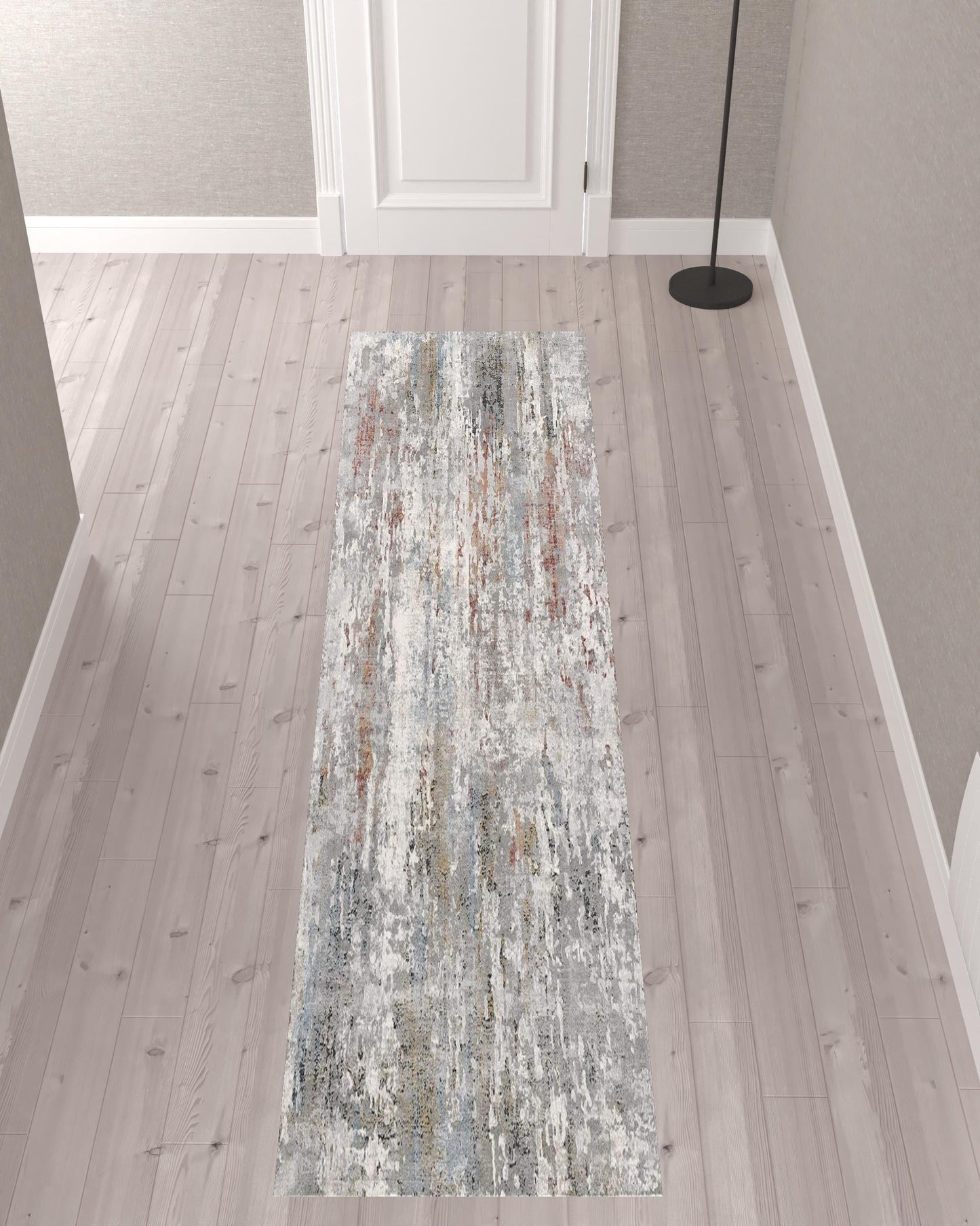 20' Gray Abstract Runner Rug