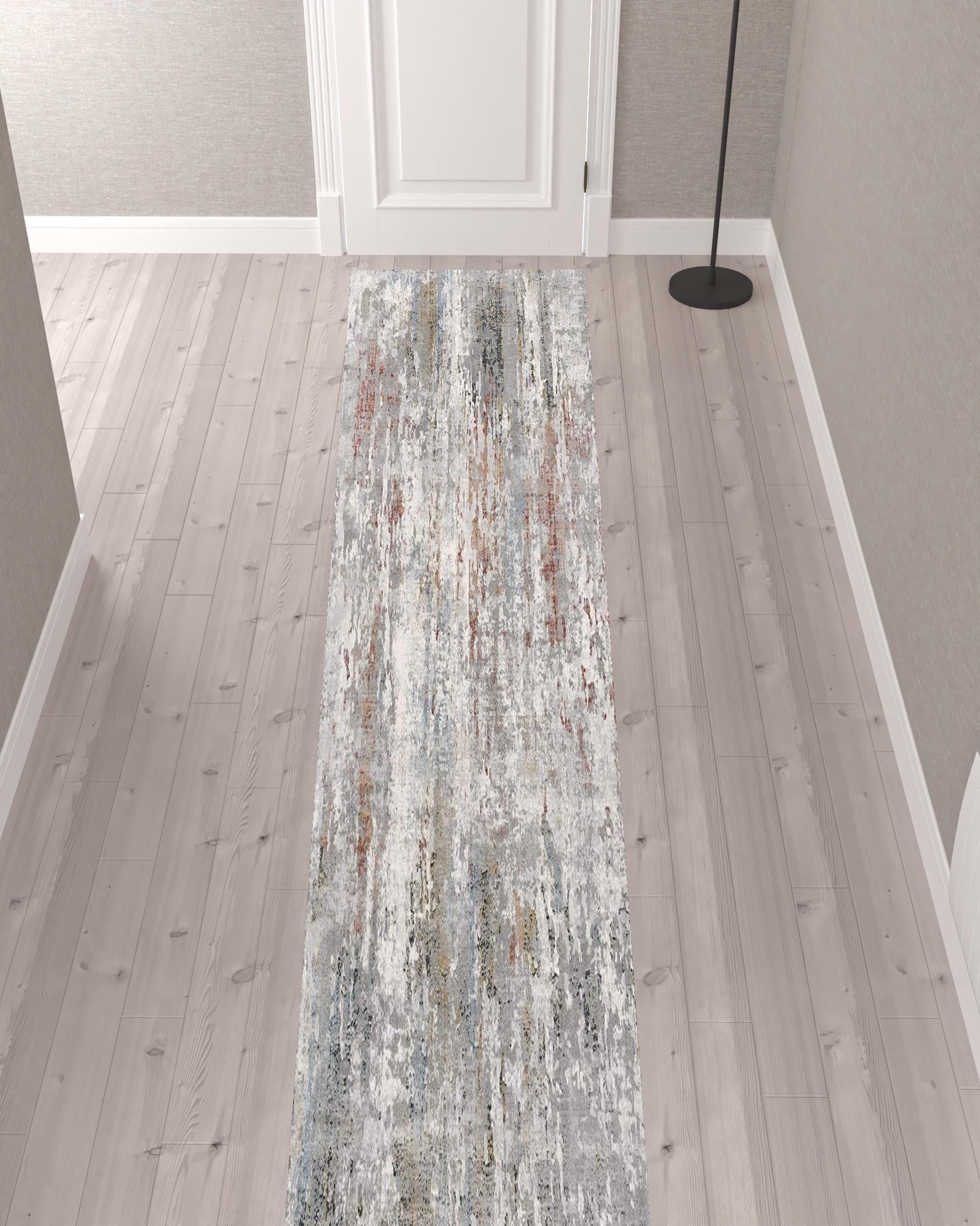 20' Gray Abstract Runner Rug
