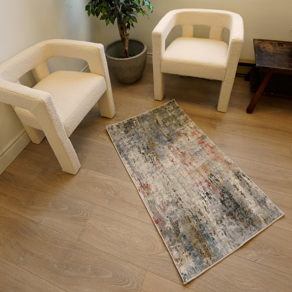 20' Gray Abstract Runner Rug
